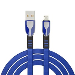 BY Кабель для зарядки Графика Micro USB, 1м, Быстрая зарядка QC3.0, штекер металл, синий