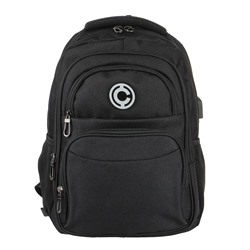 Рюкзак универсальный 40,5x29x17см, 2 отд, 4 карм., эргон.спинка, USB/наушники, черный, ПЭ