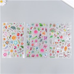 Наклейка пластик объёмные "Цветы" МИКС 14,5х26 см