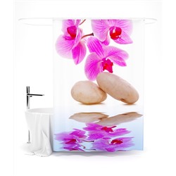 Шторка для ванной "Орхидея и камни", 145х180 см арт. ШТОК056-14317
