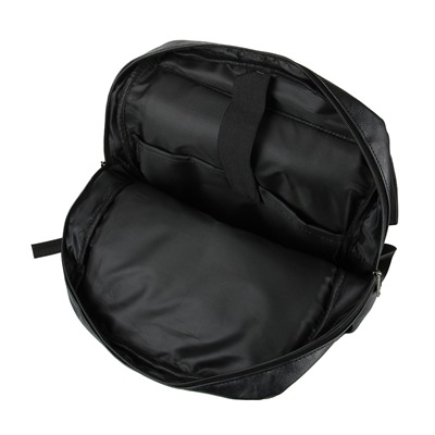 Рюкзак универсальный 40x30x10см, 1 отд., 3карм., клапан на 2 магн.застежках, пряжки, иск.кожа, черн.