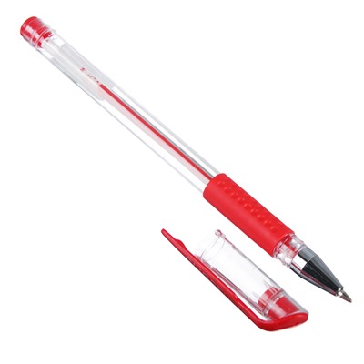 Ручка гелевая ClipStudio с резиновым держателем 0,5мм, красная