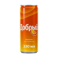 Напиток сильногазированный "Апельсин", Добрый, с витамином С, 0,33 л