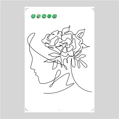 Наклейка пластик интерьерная чёрная "Абстракция. Девушка с цветами на голове" 40x60 см