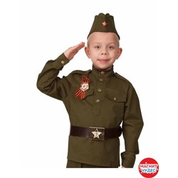 Карнавальный костюм "Солдат малютка", сорочка, головной убор, р.28, рост 98 см