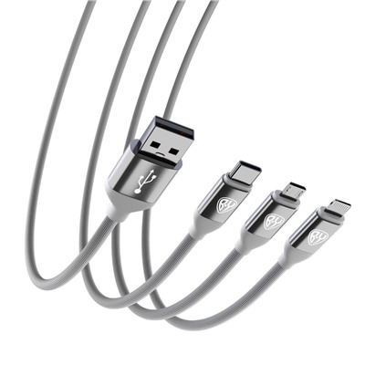 BY Кабель для зарядки 3 в 1, iP/Micro USB/Type-C, 1.5м, 2.4А, белый