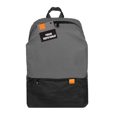 Рюкзак подростковый 43,5x27,5x14см, 1 отд., 4 карм. (1 на спинке), прорезин.материал, черный / серый