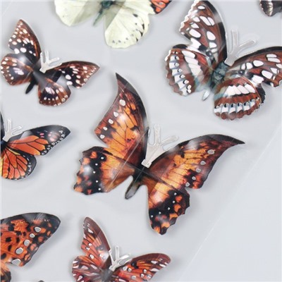 Наклейка пластик 3D "Бабочки" МИКС 15х27 см