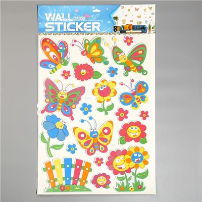 Наклейка EVA "Бабочки и цветочки на полянке" 79х49 см