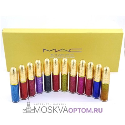 Набор жидких глиттеров для губ MAC Matte luquid lipstick (12 шт)