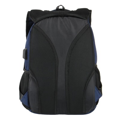 Рюкзак универсальный 40,5x29x17см, 2 отд, 4 карм., эргон.спинка, USB/наушники, синий, ПЭ