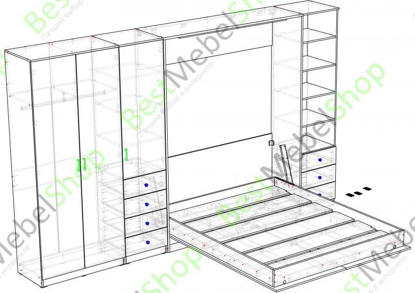 Шкаф кровать трансформер ночь 2 bms