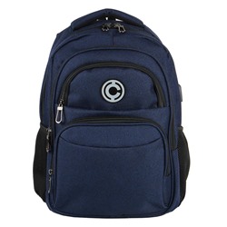 Рюкзак универсальный 40,5x29x17см, 2 отд, 4 карм., эргон.спинка, USB/наушники, синий, ПЭ