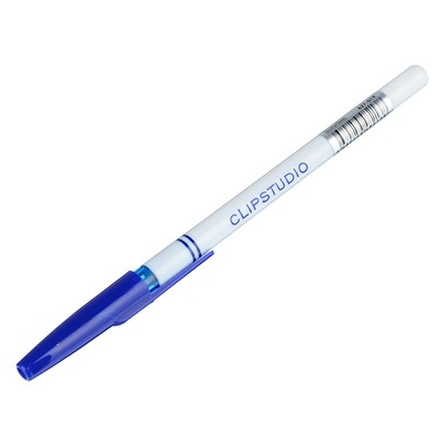 Ручка шариковая ClipStudio 0,7 мм, синяя, белый корпус