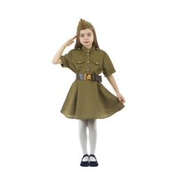 Карнавальный костюм военного: платье с коротким рукавом, пилотка, р. 42, рост 158-164 см