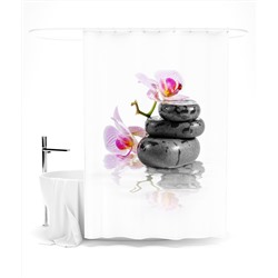Шторка для ванной "Камни дзен и орхидея", 145х180 см арт. ШТОК056-14293