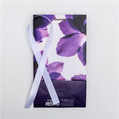 Пакет подарочный с лентой «Цветок», 13 × 23 × 7 см