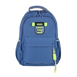 Рюкзак подростковый 45x30x17см, 2 отд., 3 карм., пластиковая нашивка, ПЭ, синий