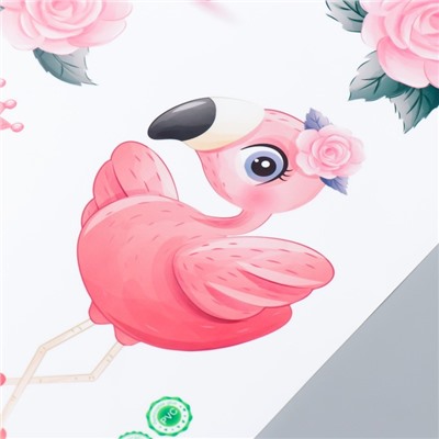 Наклейка пластик интерьерная цветная "Малыши-фламинго - балет" 30х90 см