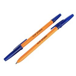 Ручка шариковая ClipStudio 0,7 мм, синяя, жёлтый корпус