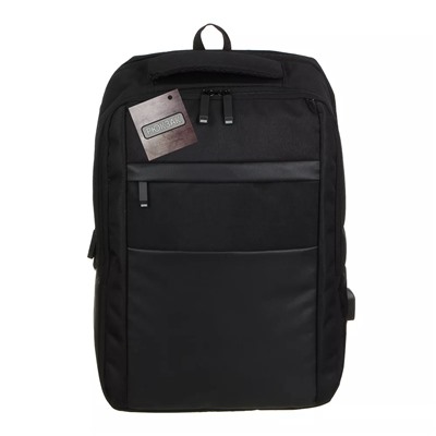 Рюкзак универсальный 42x30x13,5см, 2 отд, 1 карм., отделка прорезин.матер., USB, ПЭ под ткань,черный
