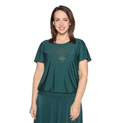 Блуза «Ослепительная» с  мерцающим декором. Цвет: зеленый