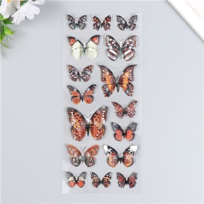 Наклейка пластик 3D "Бабочки" МИКС 15х27 см