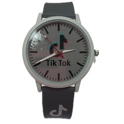 Женские часы Tik-Tok с силиконовым ремешком графитового цвета.