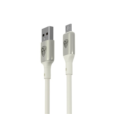 BY Кабель для зарядки Space Cable Pro Micro USB, 1м, Быстрая зарядка QC3.0, штекер металл, белый