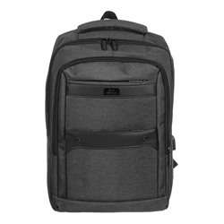 Рюкзак универсальный 45x29x16см, 1 отд, 2 карм., пласт.спинка, вставки из иск., USB,темно-серый, ПЭ