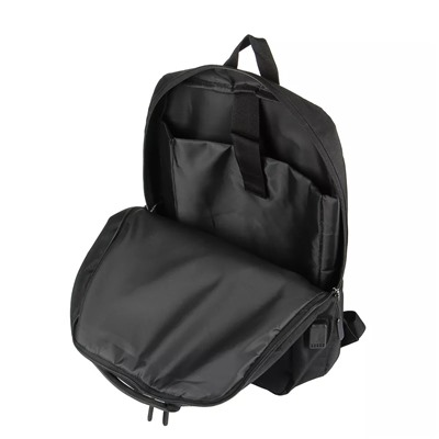 Рюкзак универсальный 45x31,5x12см, 2 отд, 1 карм., отделка прорезин.матер., USB, ПЭ под ткань,черный